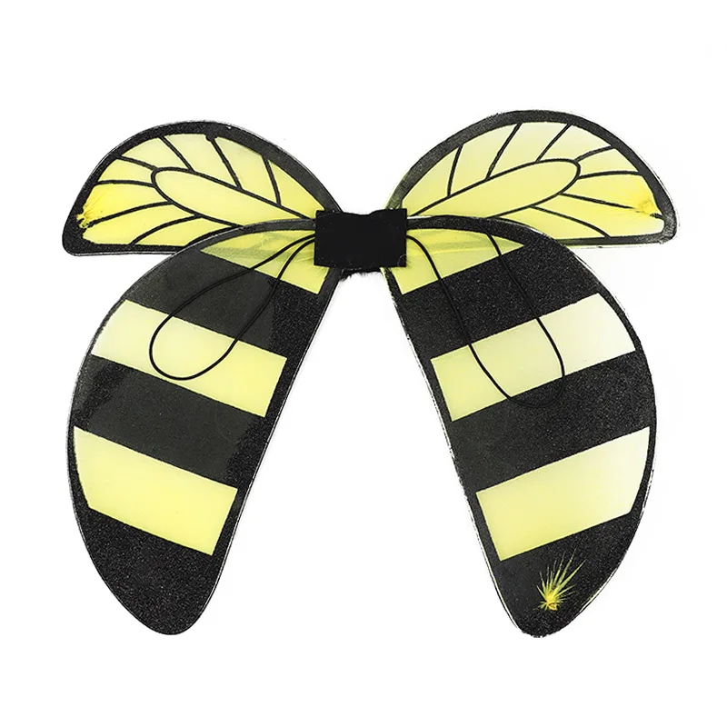 Hot Sale Bee Cosplay Wing Costume Bumblebee Wings for Kids Honeybee Fancy Dress Up Yellow Holiday Birthday Party Decorations
