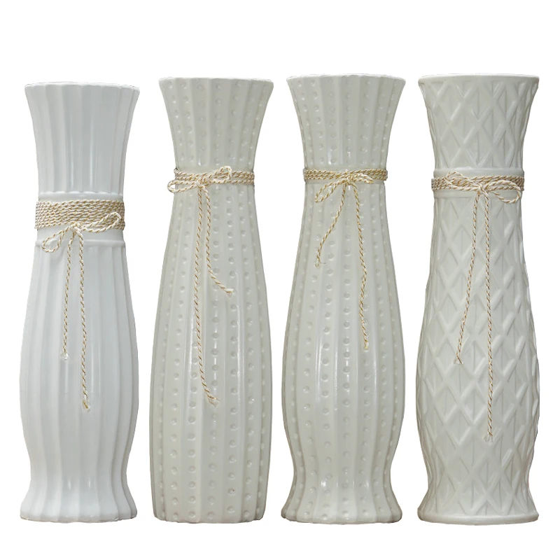Nordic Large Floor Ceramic Vase 45cm tall White Floor Line Vase Ceramic For Home Decor