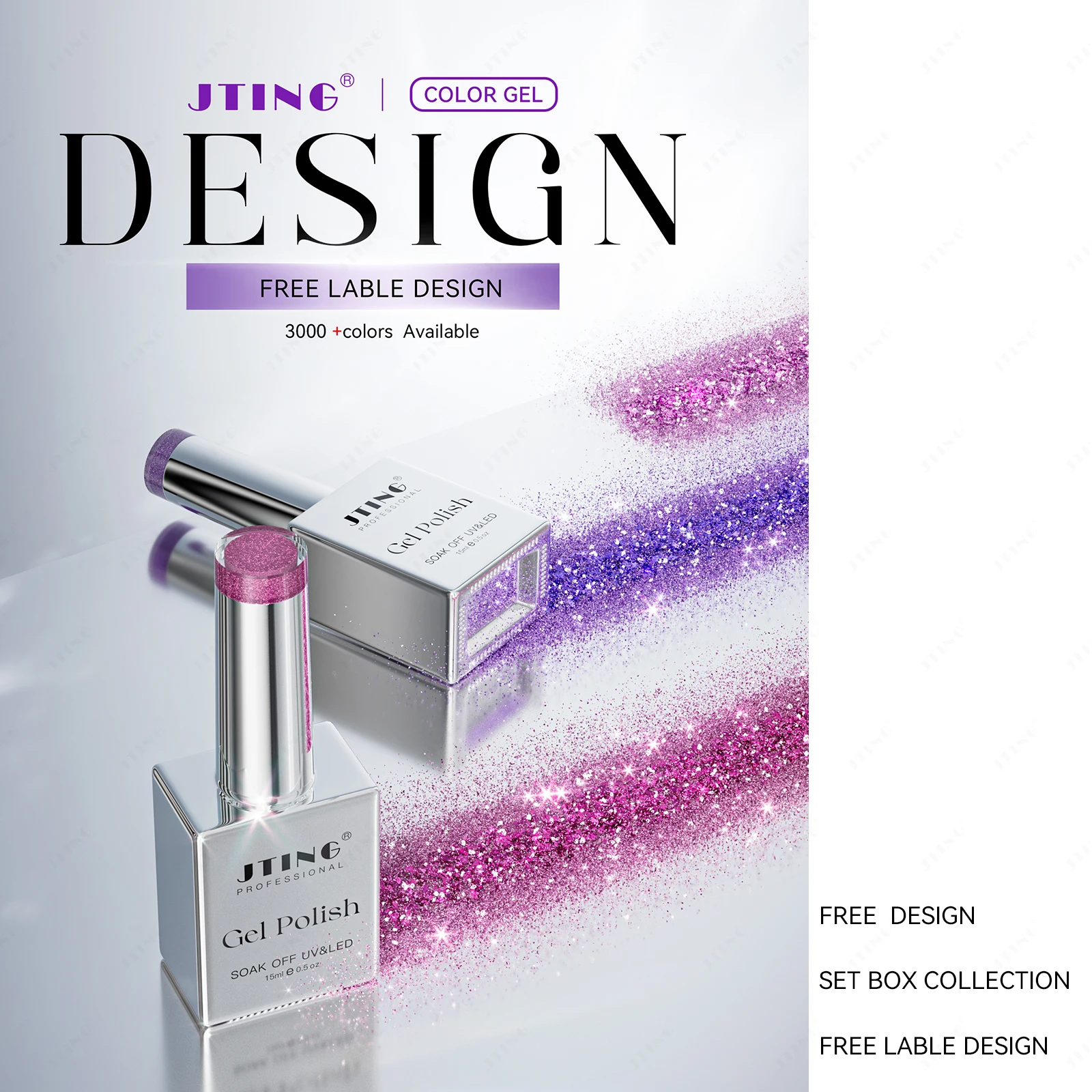 JTING Brilliant Star diamond reflective gel collection 12colors set box OEM nail supplies shiny reflective disco gel nail polish