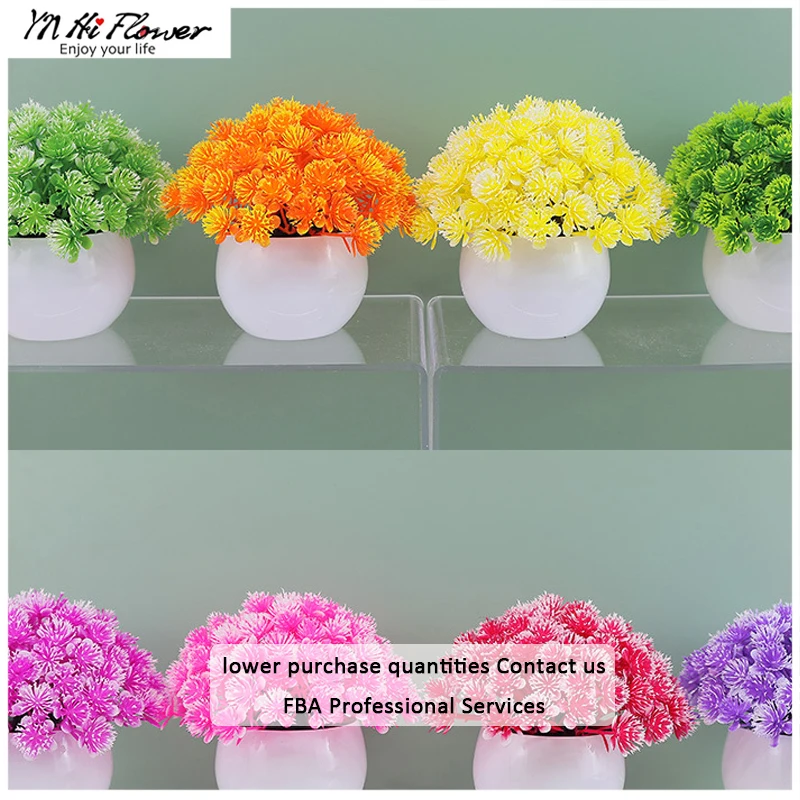 Hot Selling Small Bonsai Home Bathroom Kitchen Decoration Artificial Plant Grass Plastic flower With Flower Pot