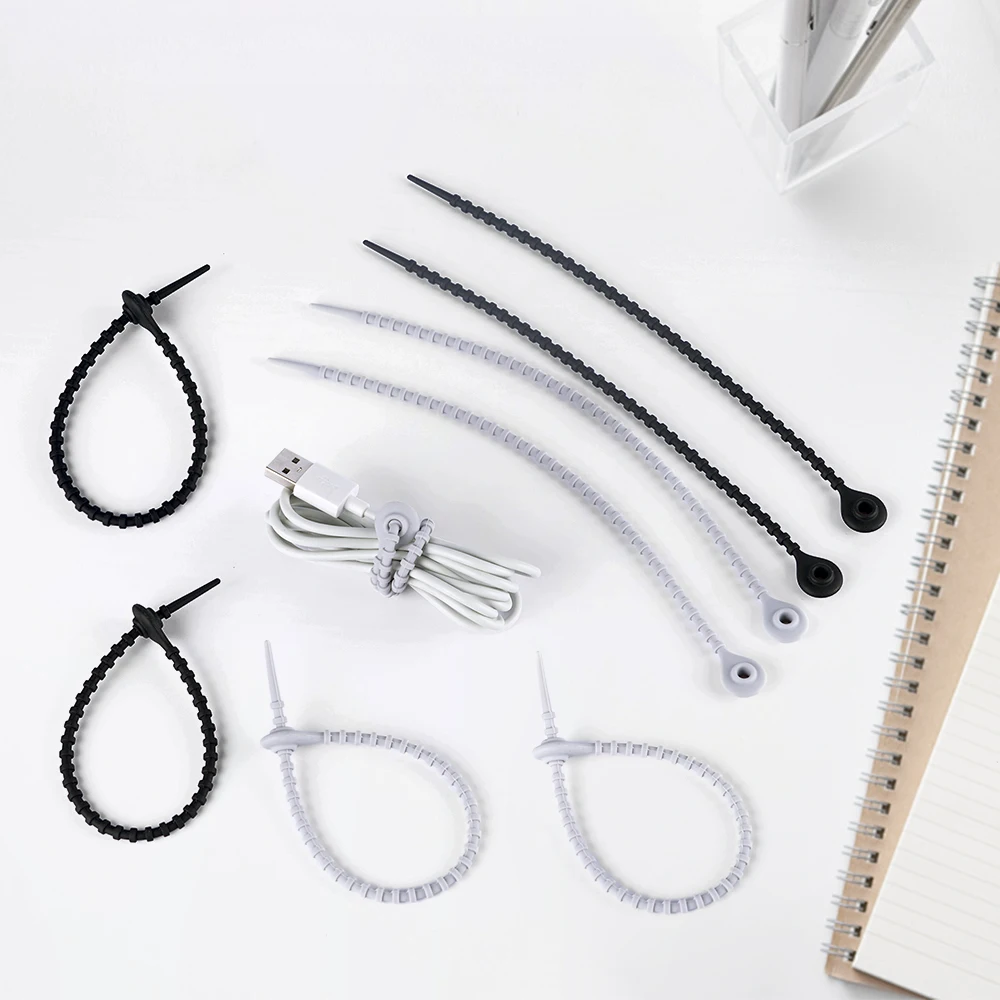 Multi Purpose Hot Selling Silicone Cable Tie Flexible Organizer Cable Ties Binding Cord Straps