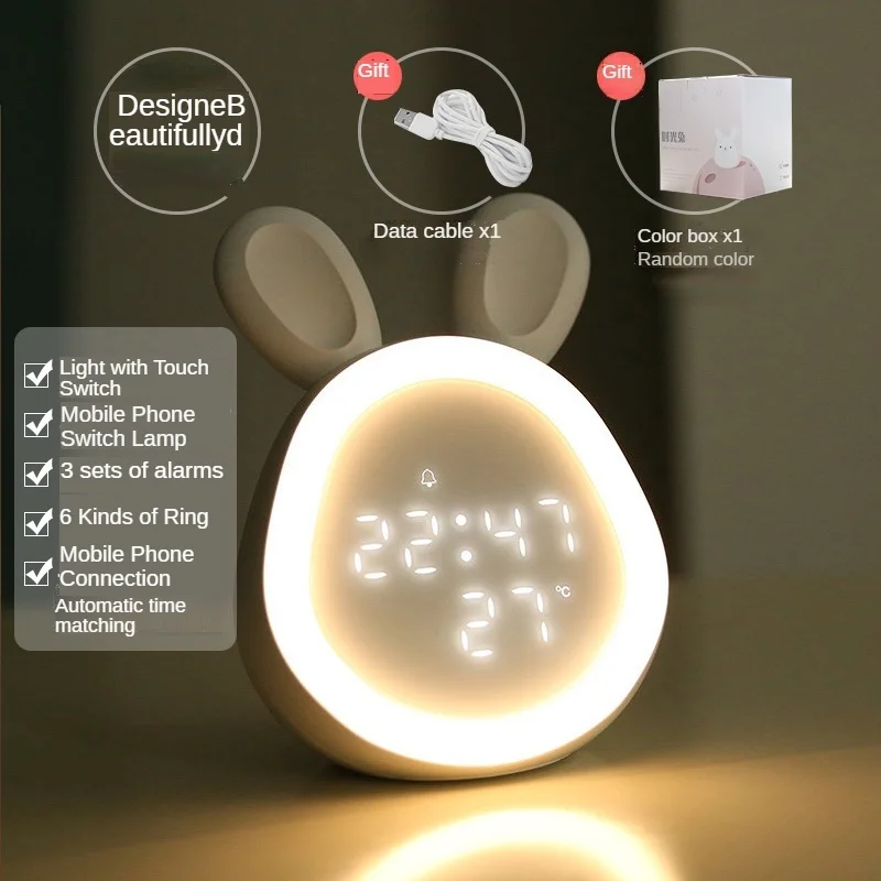 LED Alarm Clock Digital Kids Single Face Kids Cartoon Modern for Girls Lovely Gift