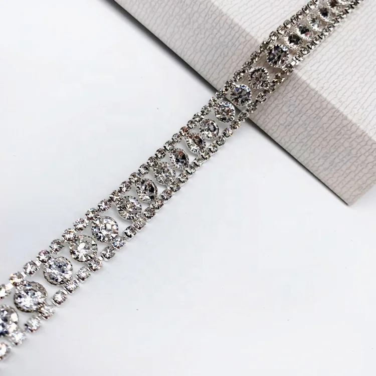 OEKO-TEX BSCI factory China wholesales garment accessories crystal chain rhinestones trim rhinestone chain diamond chain