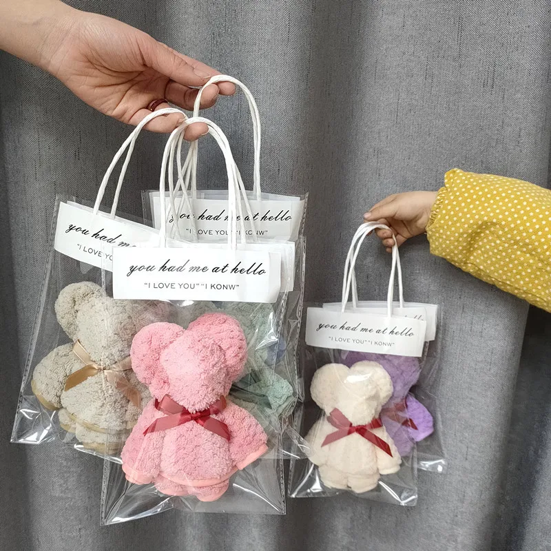 Wholesale Gift Colorful Washing Sublimation Roll Embroidery Soft Absorbent Lovely Bear Hand Towels