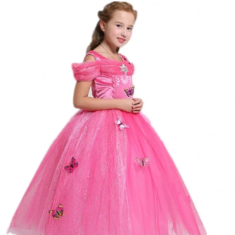 Halloween TV & movie Costume Applique Butterfly Princess Party Dresses Cosplay Dress up For Kids Girls