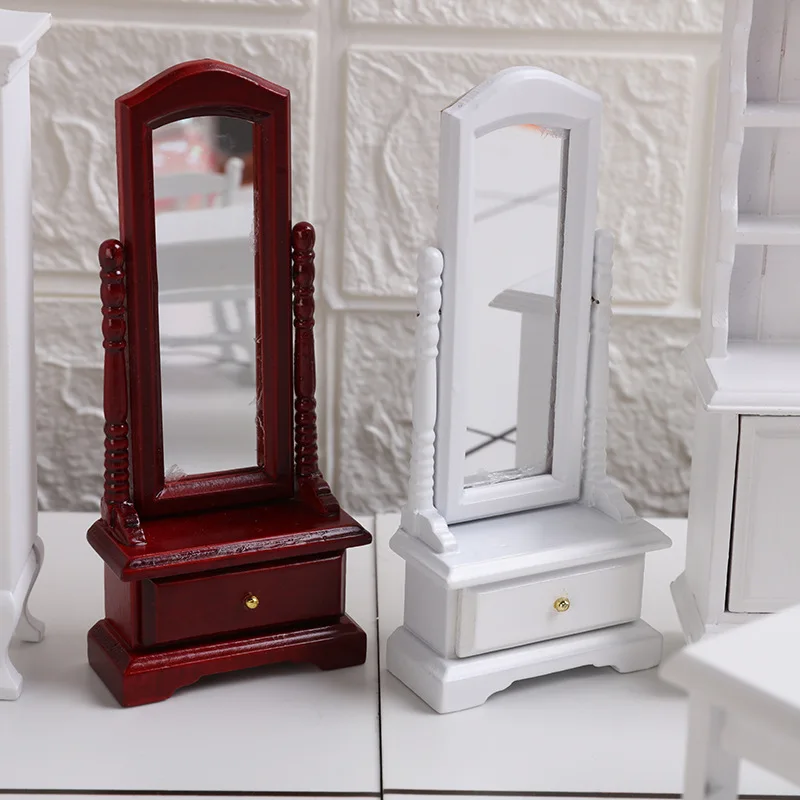 Handmade Decoration Miniature Full-length Dressing Mirror 1:12 Accessory Room Doll Miniature Dressing Mirror