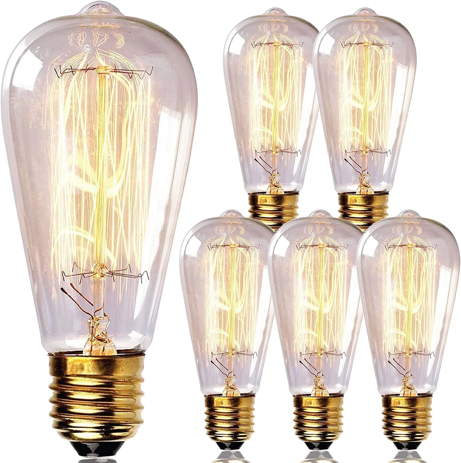 Edison ST40 ST64 7W Clear Glass Light Bulb round Outdoor Patio String Light with E12 Base and Brass Material