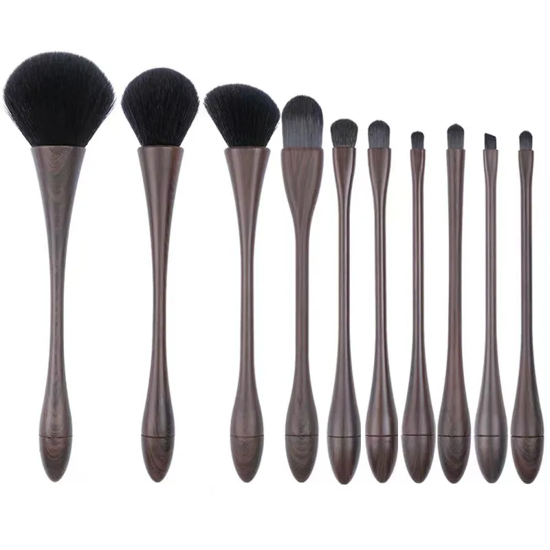 Custom Logo 10 pc Professional Vegan Small Waist Makeup Brushes Colourful Korean Cosmetics Women Make Up Brush Sets
