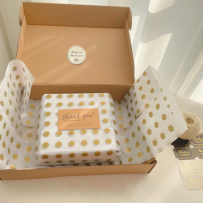 2024 High Quality Custom Thin White Tissue Wrapping Paper Packing with Blue Logo printed for tshirt