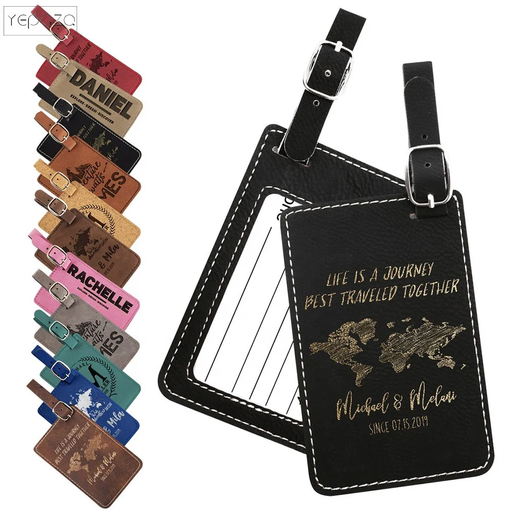 Luggage Tag Leather Wedding Brown Grey Green Leather Aluminum Bulk Luggage Tags Custom Logo Luggage Tag