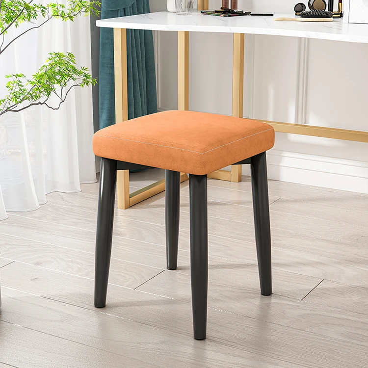 Home Furniture Luxury Fabric Orange Tufted Stools Chairs And Pedals