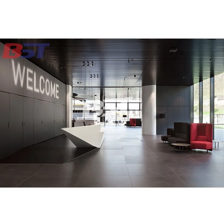 Unique Design White Marble Curved Hotel Reception Counter Commercial Used