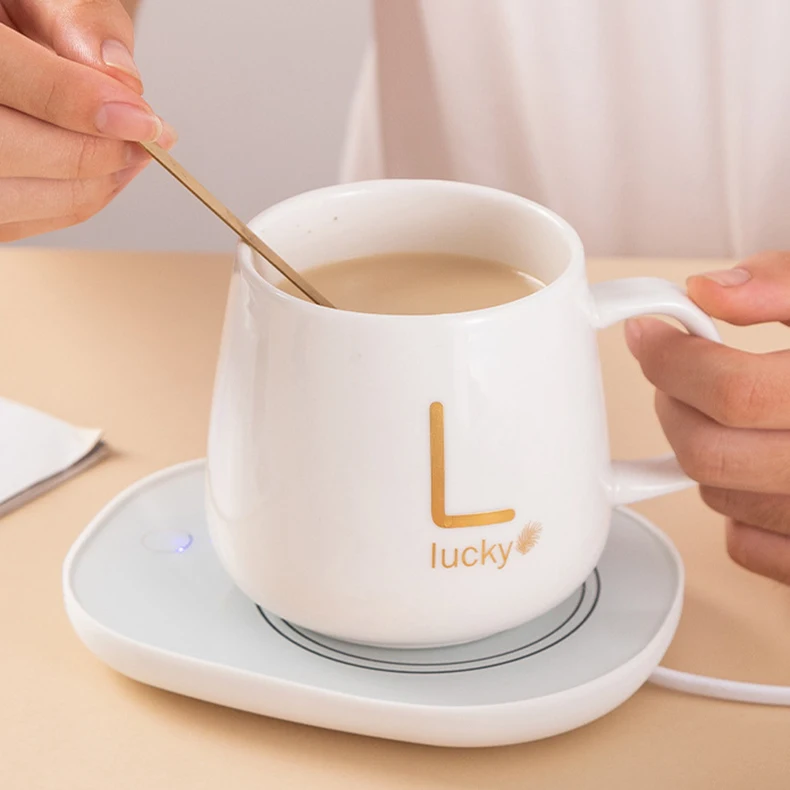 Nordic Style Temperature Control Self Heating Display Wholesales Smart USB Heated Mug Warmer Mug Set