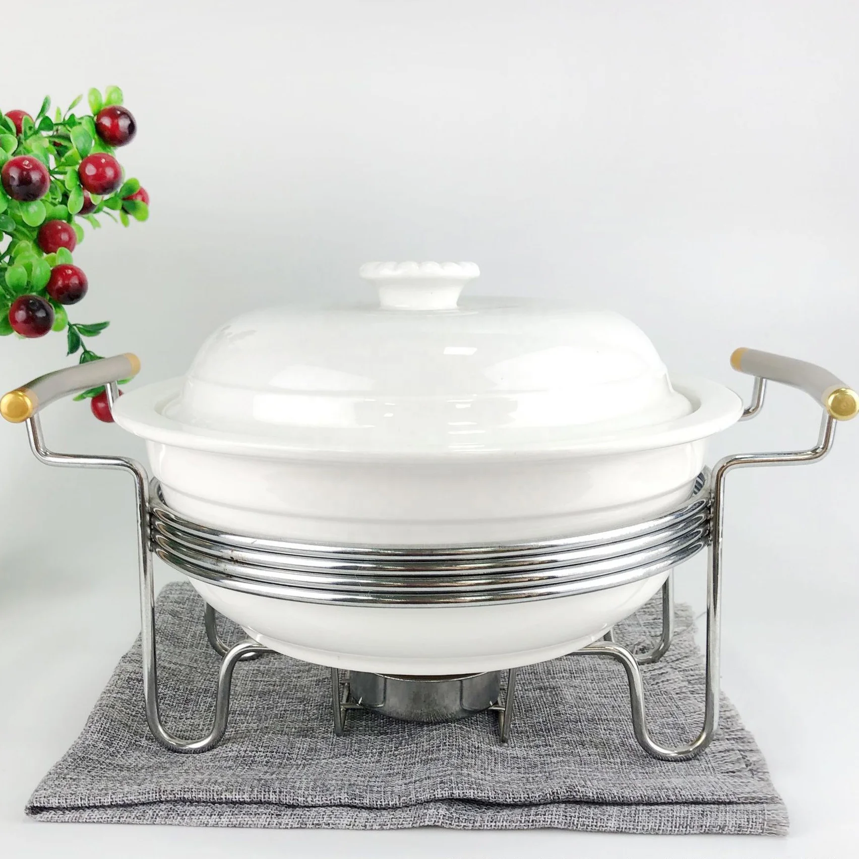 Hotel tableware palace soup nest with iron frame alcohol heating furnace large-capacity stew pot can add LOGO