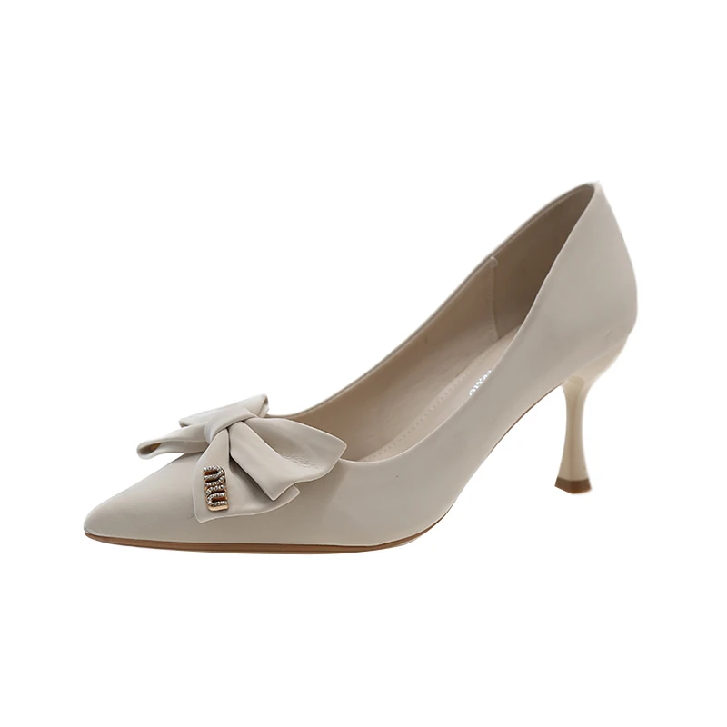 Classical Pointed Toe Comfortable Fashion New Women Shoes Versatile Retro Design Sense Leather High Heels