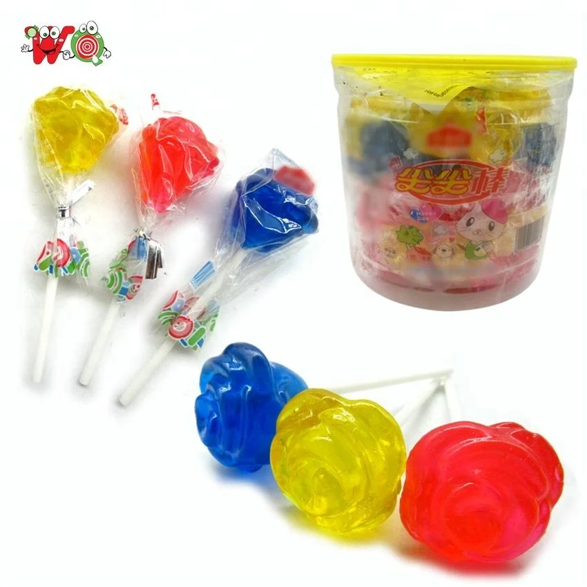 Fruity flavor delicate sweet shape candy rose lollipop with multi color