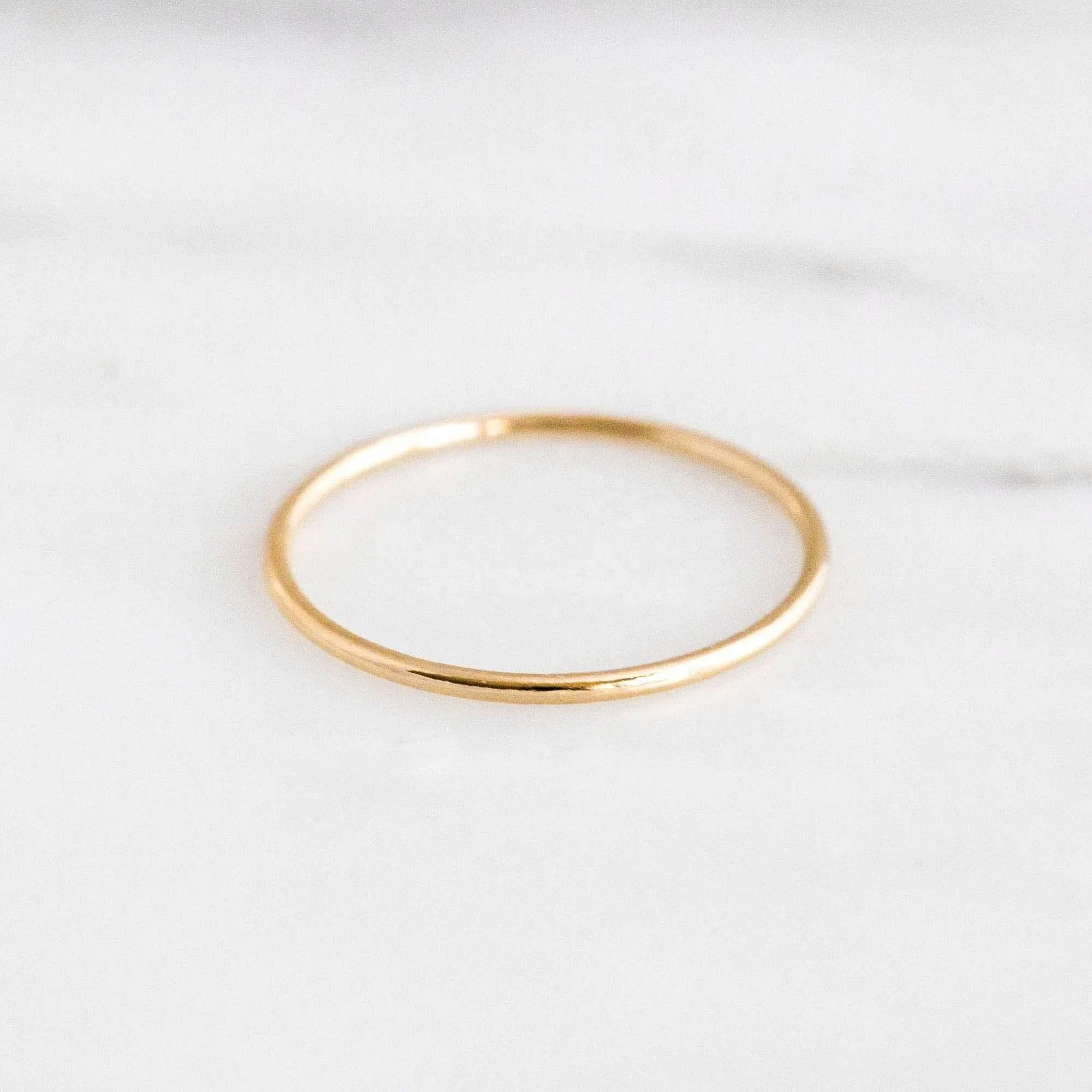 Custom Minimalist 14K Solid Real Gold 1mm Thin Stackable Band Classic Prime Dainty Jewelry Round Smooth Skinny Stacking Ring