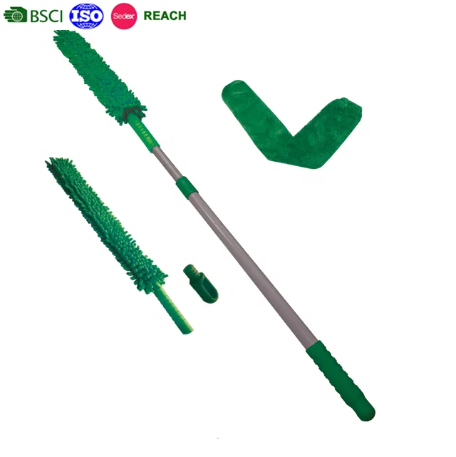 Dual-Action Microfiber Duster Set with Extendable Handle, flexible dusters Extender Kit