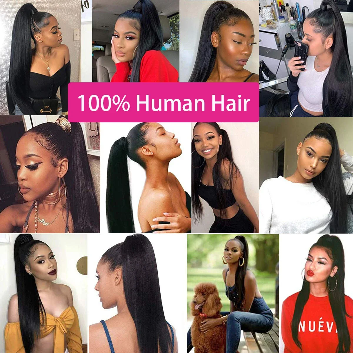 100% Unprocessed Natural Human Hair Straight Ponytail Brazilian Hair Clip In Ponytail Hair Extension From Vietnam