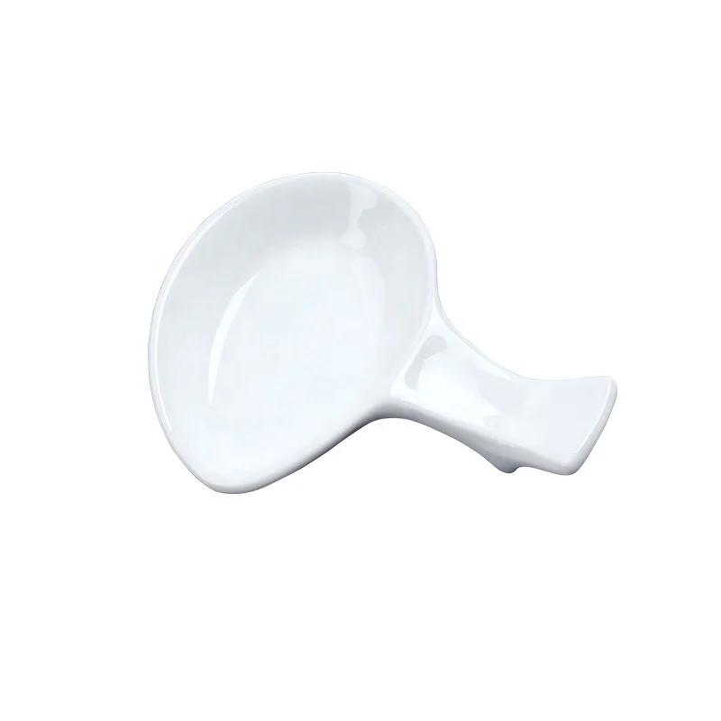 Custom ceramic Kitchen white round Spoon Rest and Holder with your logo engraving