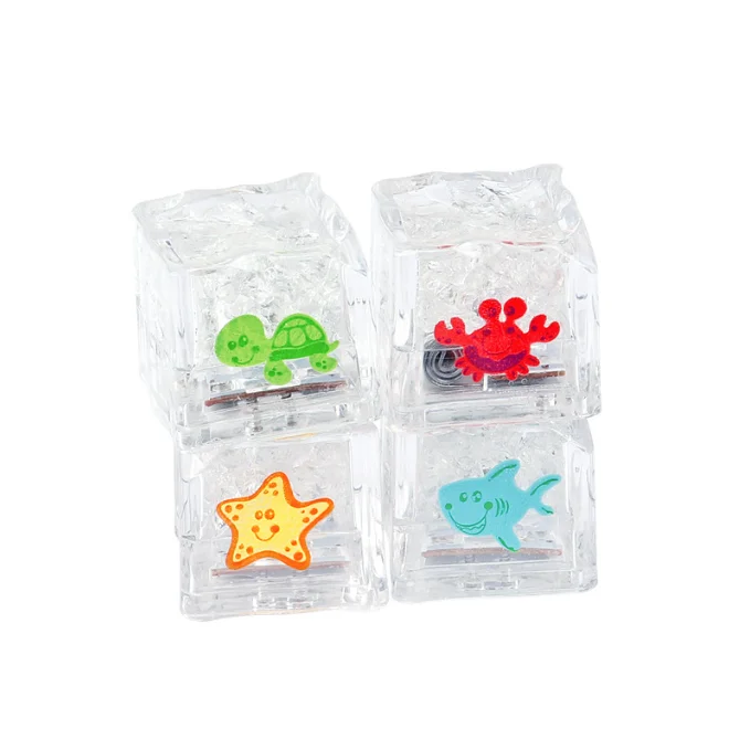 8Pcs Kids Bathing Luminous Ice Cubes Cute Animal Print Colorful LED Light Toys,Perfect Child Intellectual Toy Gift Set