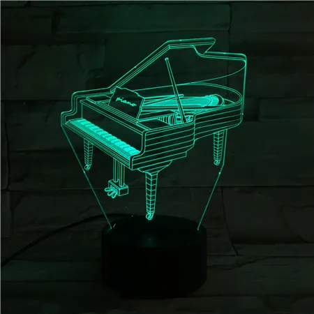
Factory wholesales piano shape 3D Night Light 3D Illusion Lamp ABS Base 3D LED Night Light with 7 colors changing 