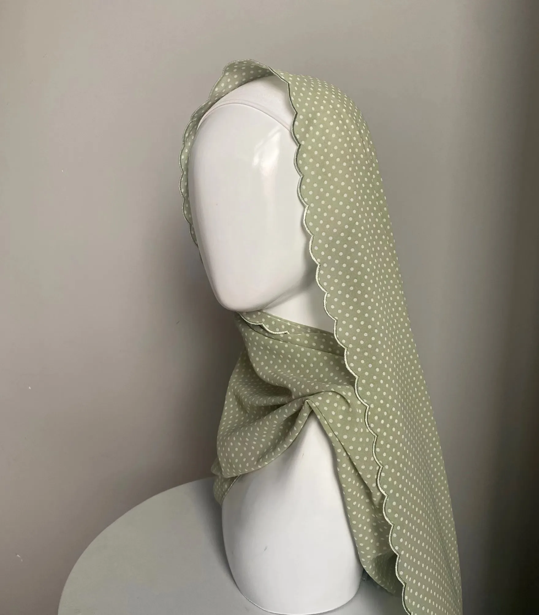 Dotted scollop embroidery printed premium heavy crepe chiffon sulam muslim shawls hijab