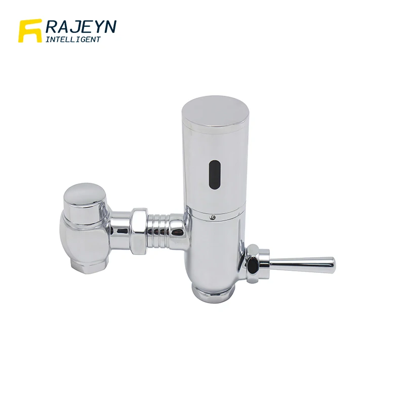 Rajeyn Commercial Brass IR Automatic Touch Free Toilet Sensor Flush Valve Flusher  with Manual Handle