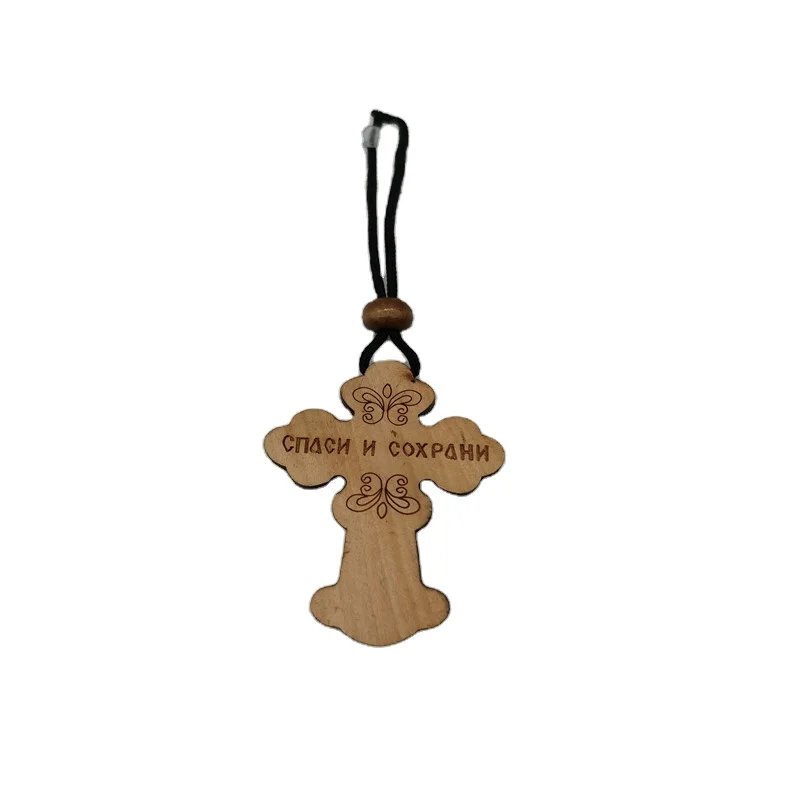 wooden crucifix car interior decoration Orthodox pendant with Catholic Cross Crucifix