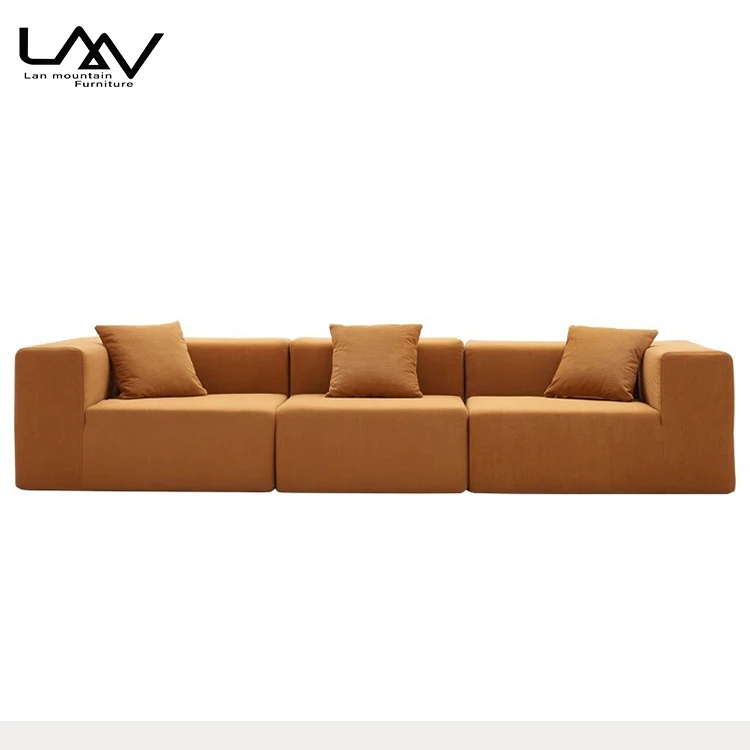 Modern Simple Vacuum Compressed Orange Sofa Height Density Sponge Modular Leisure Sofa For Living Room Furniture