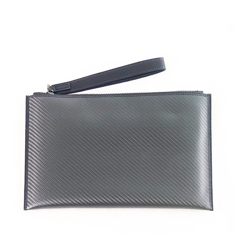 customized logo carbon fiber leather clutch bag handbag for men