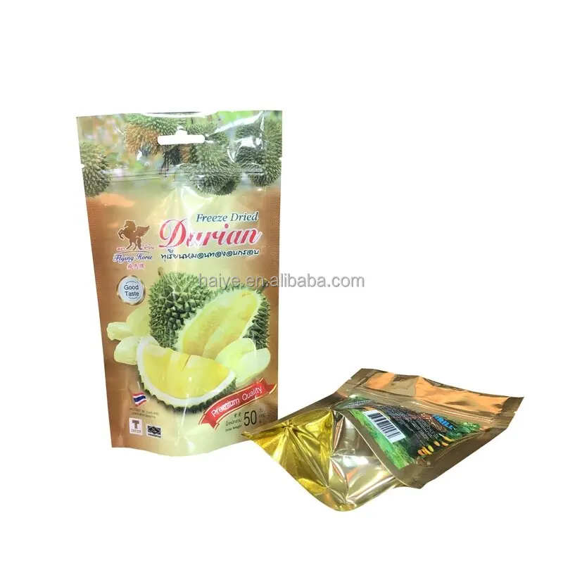 Wholesale Custom Print Plastic Snack  zipper Bag Philippine Thai Durian Dried Fruit Package Pouch Stand Up Packaging Bag