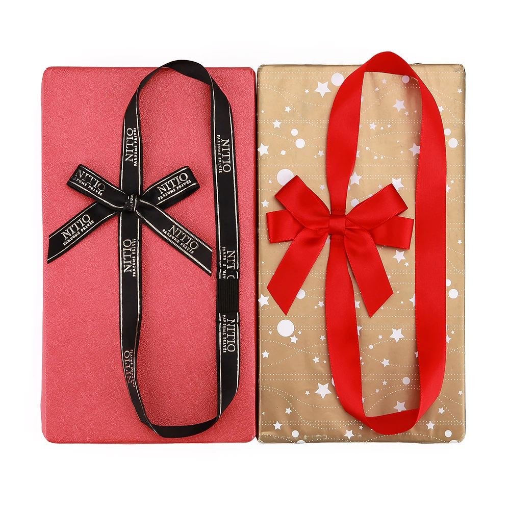 Wholesale High Quality Wrapping Chocolate Gift Box Tie Custom Decorative Self Adhesive Red Elastic Ribbon Bow