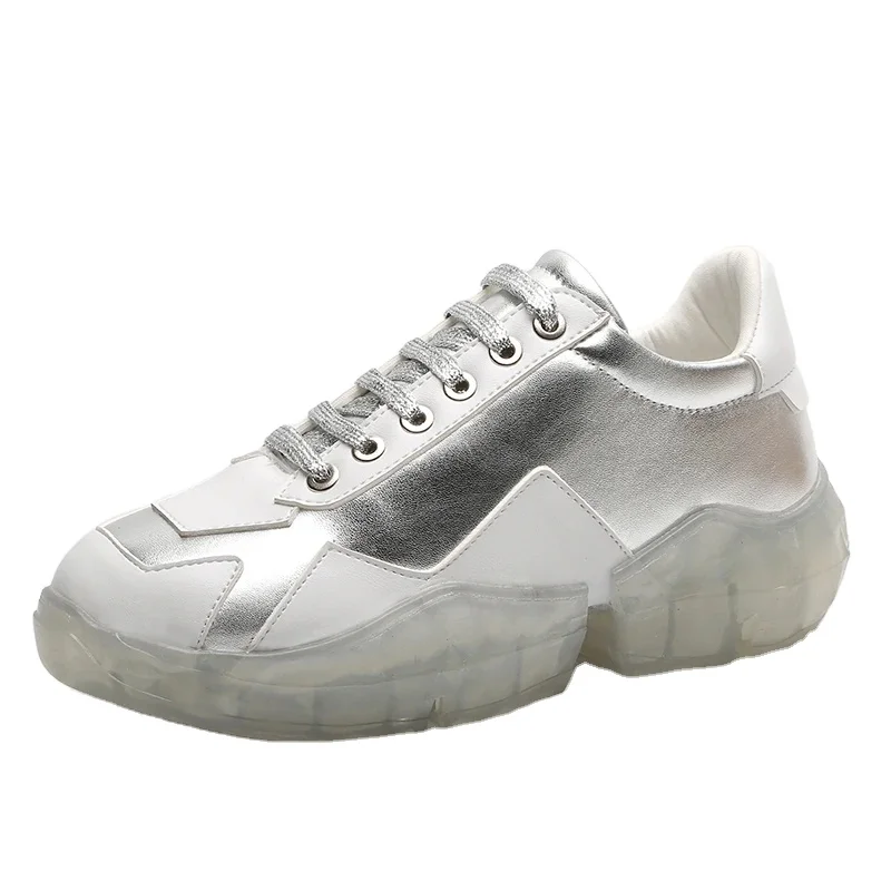 Topsion 2019 Fashion lady women heel platform silver glitter diamond dad balanciaga shoes