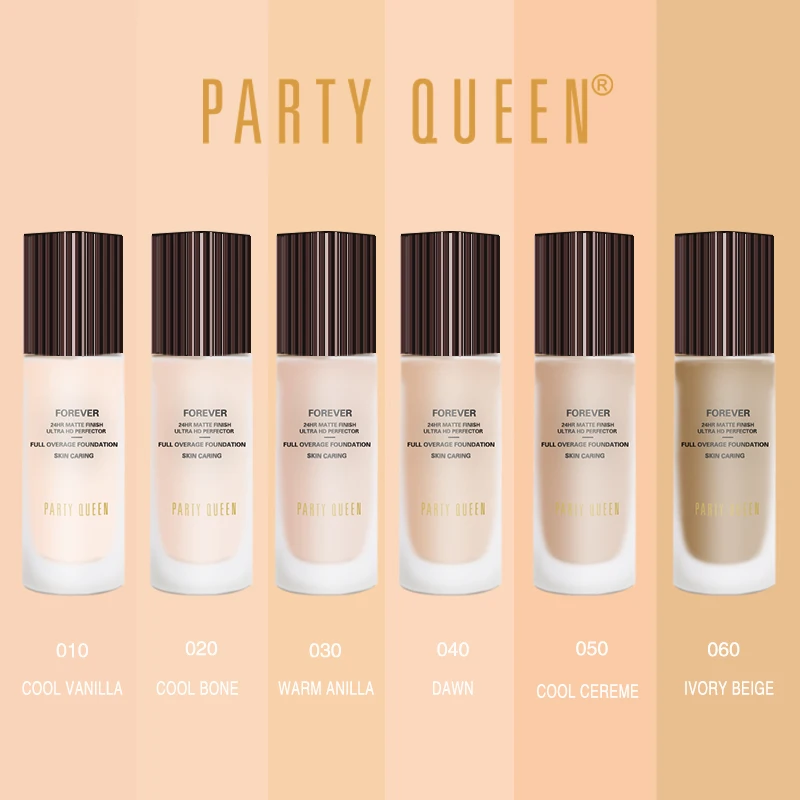 PARTYQUEEN 1#  High Perfection Skin-caring Luxury Foundation Cover Natural Liquid Foundation Face Long Lasting
