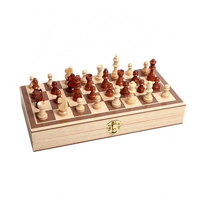 BSCI factory customized logo package Wooden chess board game set of classic game for kids and adults