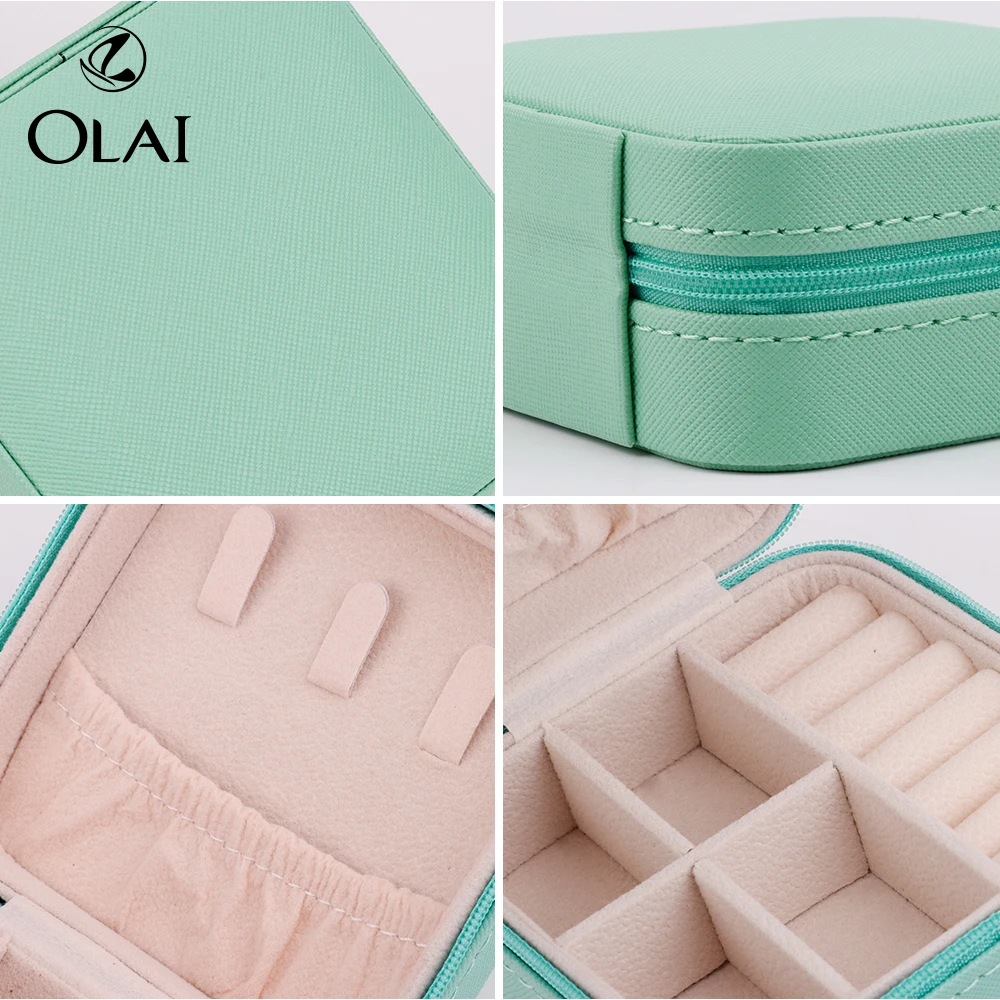 PU Leather Ring Jewelry Accessories Set Box Mini Gift Portable Jewelry Zipper Packaging Box