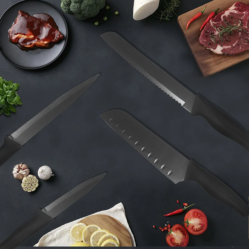  Лидер продаж на Amazon 16 штук набор столовых приборов с пластиковой ручкой кухонных ножей акриловой