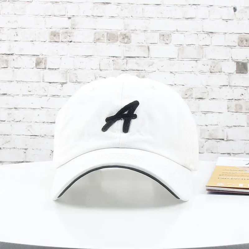Factory wholesale big visor 3D Embroidered cotton white Company dad cap with label
