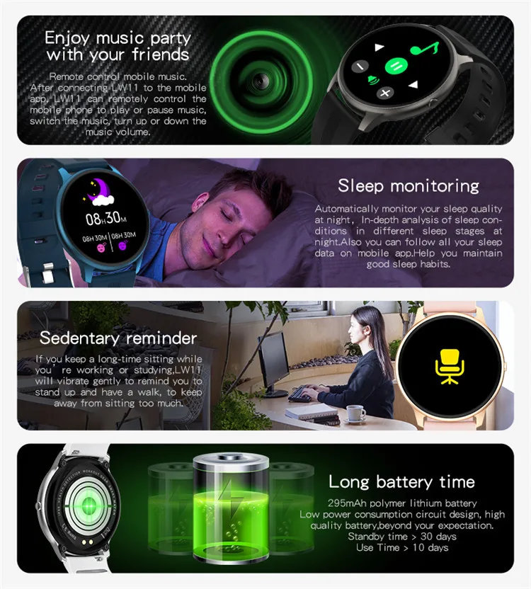 factory wholesale super thin Zinc alloy 5.0 version IP68 waterproof men women sports Sleep Tracker smart watch LW11