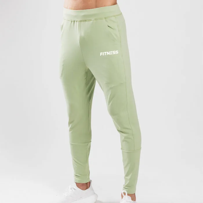 Flat Elastic Waistband Workout Pants Running Track Sport Wear Tapered Fit Jogger