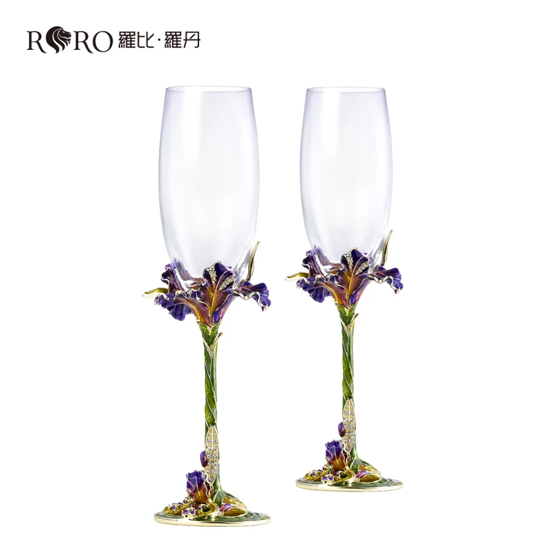 RORO Wholesale crystal champagne flutes glass 2pcs per set for evening dinner party wedding festival gathering