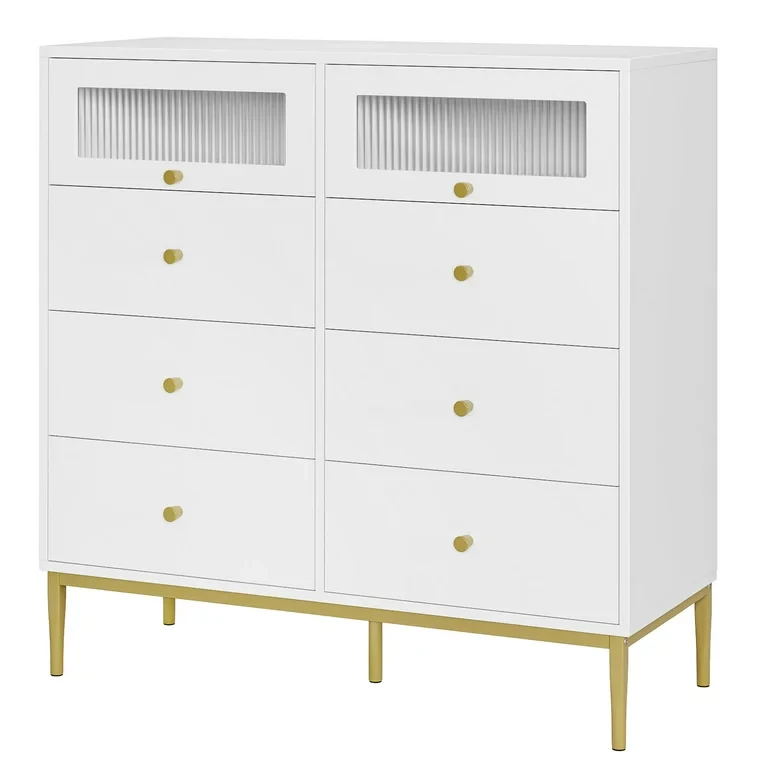 Modern White Dressing Room Chest Glass Door Clothes Clothing Cabinet Vanity Dresser Table Chest Set Vanity Makeup Coupling