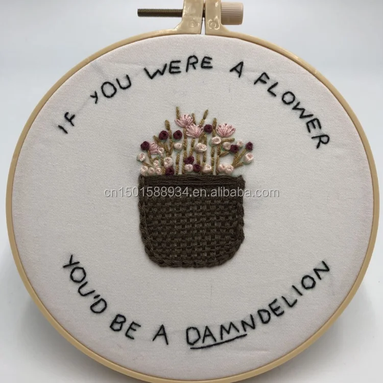
15cm DIY Handmade Full Range Of Embroidery Starter Kit With Pattern Cross Stitch Kit With ABS Embroidery Hoop 