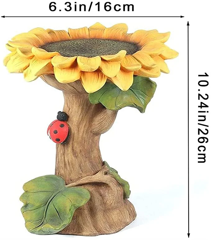 Polyresin Sunflower Bird Bath, Standing Bird Feeders Simulation Flower for outdoor indoor Decoration