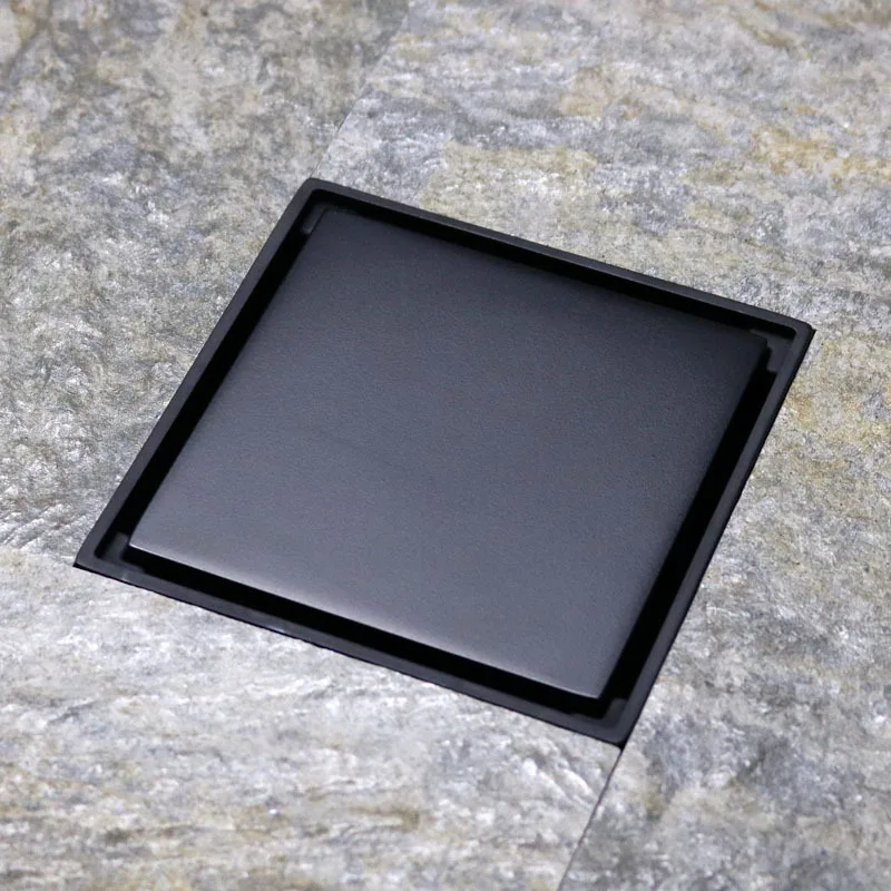 Black 304 Stainless Steel Antidor Shower Floor Drain with Brass Core 100*100mm, 150*150mm