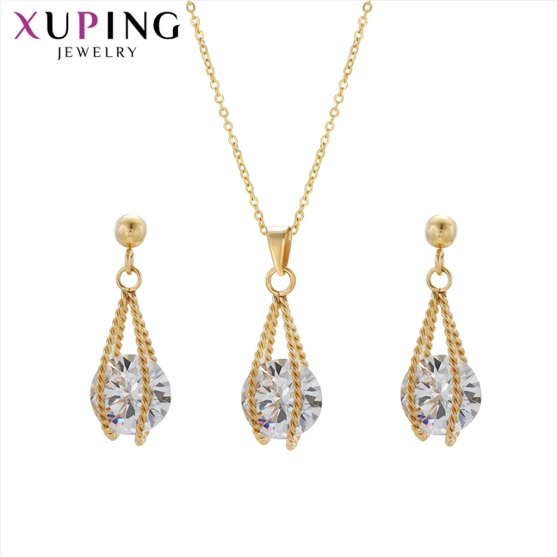 S-126 xuping jewelry fashion popular elegant lively daily special design romantic gift zircon stainless steel 24K jewelry set