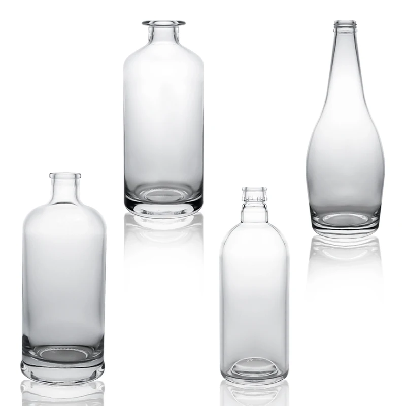 Customized Frosted round shape glass bottle with guala cork top whiskey etc glass bottle flint 750ml 700ml 500ml glass bottle