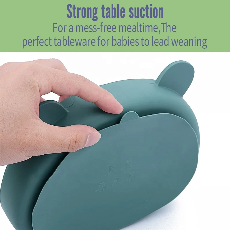 New Launched Safe Divided Suction Plate Bear Animal Kids Suction Silicone Children Dish Food Plate