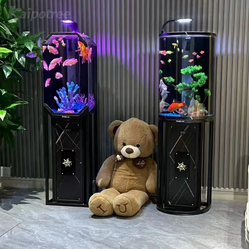Aquarium Cylinder Curved Fish tank with Bottom Filter Home or Office Landscaping Acrylic
